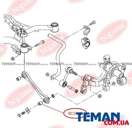  Купить Сайлентблок заднього поздовжнього важеля, лівий AUDI А3, A1, Q3, ТТ (40.5х12х60) (BC0110) BCGUMABCGUMA BC0110   