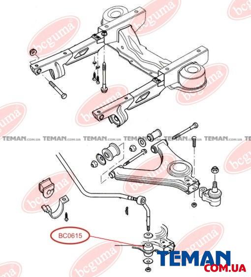  Купити Втулка тяги стабілізатора Transit 8698 нижняBCGUMA BC0615   