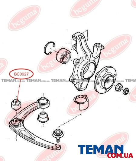  Купить Сайлентблок важеля передній CITRO?N BERLINGO, C4, DS4, DS5 04- (55х14х56.2) (BC0927) BCGUMABCGUMA BC0927   