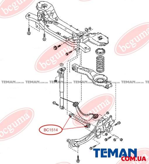  Купити Сайлентблок заднього важеля Focus/Mazda 3/Volvo 98BCGUMA BC1514   