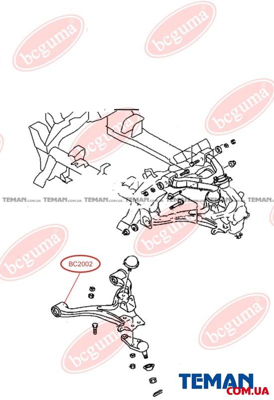  Купити Сайлентблок переднього нижнього важеляBCGUMA BC2002   