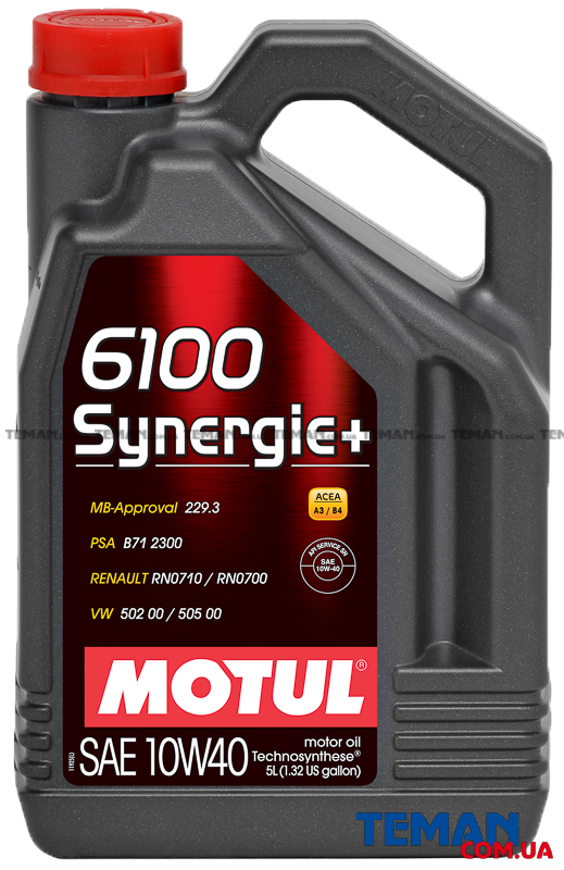  Купить Синтетическое моторное масло 6100 SYNERGIE+ 5W40, 5 лMOTUL 838451   