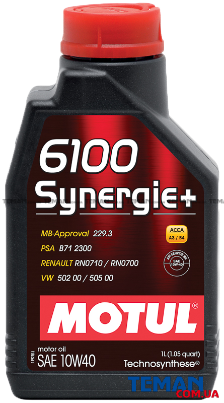  Купить Синтетическое моторное масло 6100 SYNERGIE+ 5W40, 1 лMOTUL 838411   