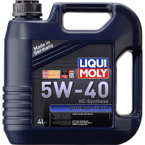  Купить НС-синтетическое моторное масло Optimal Synth 5W-40, 4лLIQUI MOLY 3926   