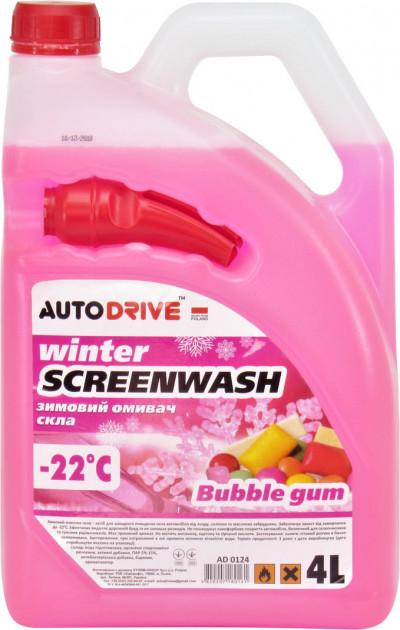  Купити Зимовий омивач скла Winter Screenwash -22 °C Bubble Gum  4л AUTO DRIVE ad0124   