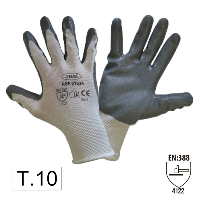  Купить Перчатки с нитриловым покрытием ладоней (Т.10)JBM 51632n   