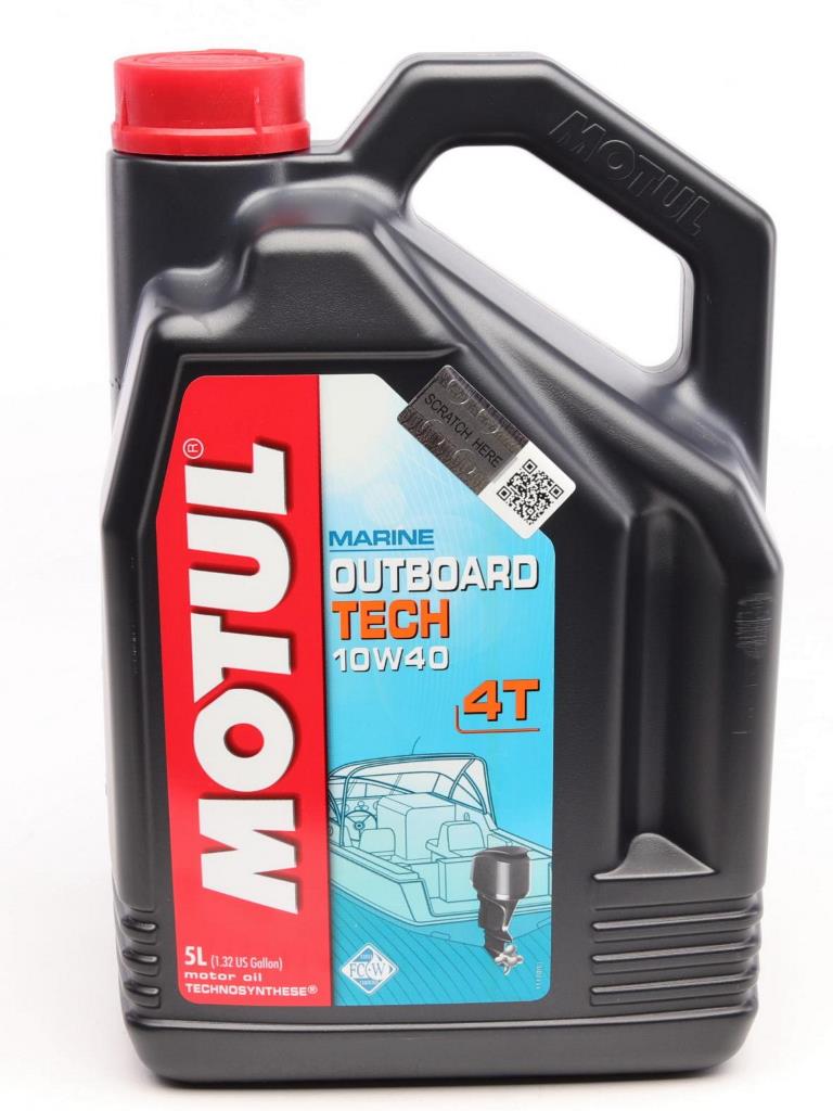  Купить Масло для 4-х тактных бензиновых  двигателей Motul Outboard Tech 4T SAE 10W40, 5 лMOTUL 852251   