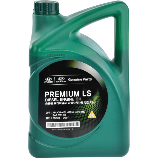  Купить Моторное масло Hyundai Premium LS Diesel 5W-30 полусинтетическое, 6 л HYUNDAI KIA 0520000611   