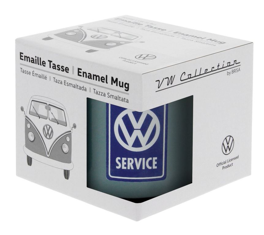  Купить Кружка эмалированная VW T1 BUS VW SERVICE/PETROL в подарочной коробкеVAG buta18   