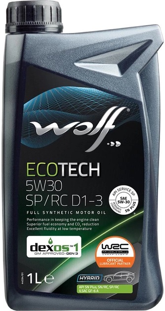  Купить Моторное масло Ecotech 5W30 SP/RC D1-3 1лWOLF 1049900   