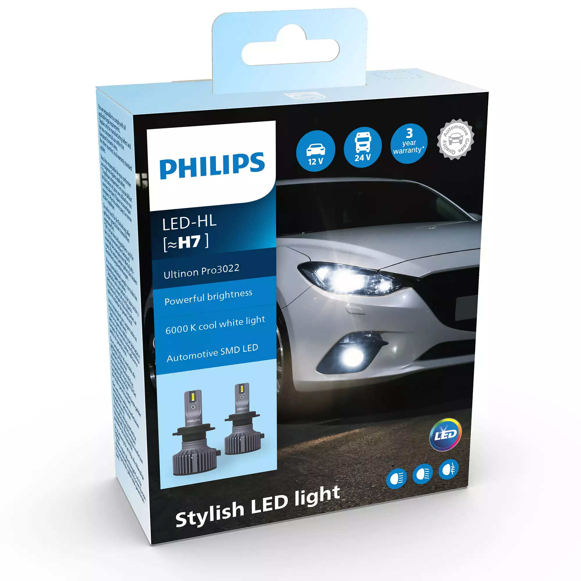  Купить Лампа світлодіодна LED H7 12/24V Ultinon Pro3022 HL +100% 20W 6000K (комплект) (вир-во Philips)PHILIPS 11972u3022x2   