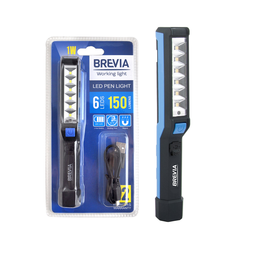  Купить Фонарь LED инспекционный Brevia Pen Light 6SMD+1W LED 150lm 900mAh+microUSBBREVIA 11210   