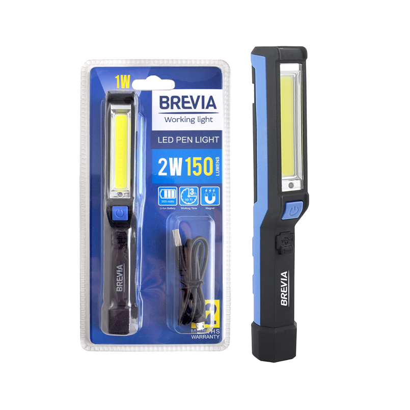  Купить Фонарь LED инспекционный Brevia Pen Light 2W COB+1W LED 150lm 900mAh+microUSBBREVIA 11220   